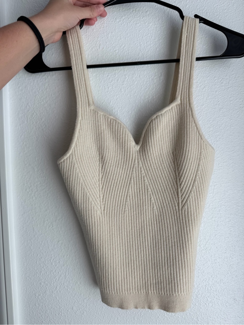 NWOT Abercrombie & Fitch Cream Ribbed Sweetheart Tank